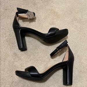 Naturalizer Joy Black Ankle Strap Block Heels